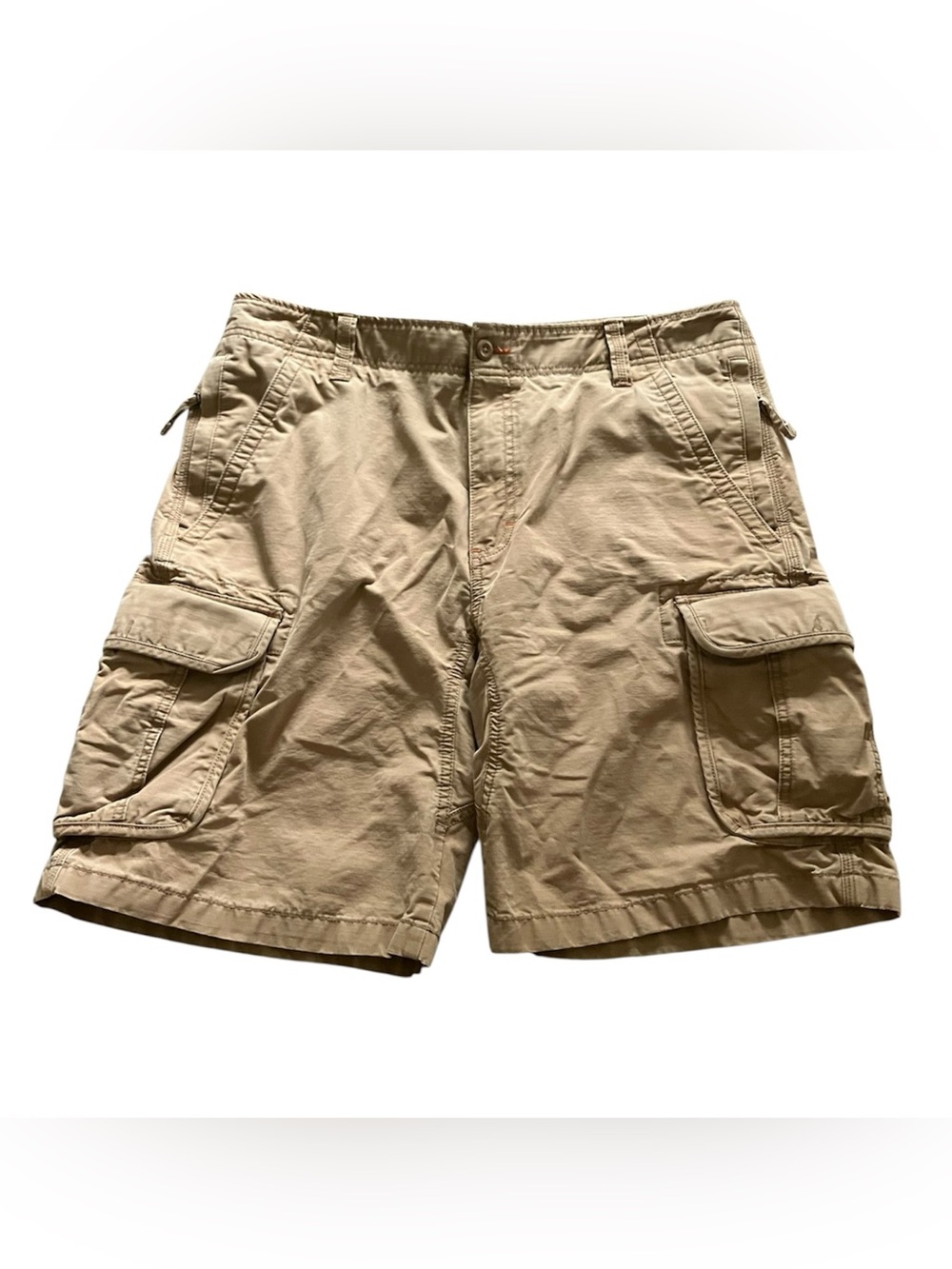 LL Bean Shorts Mens 36W Beige Tan Cargo Utility Pockets Outdoor Casual Hiking